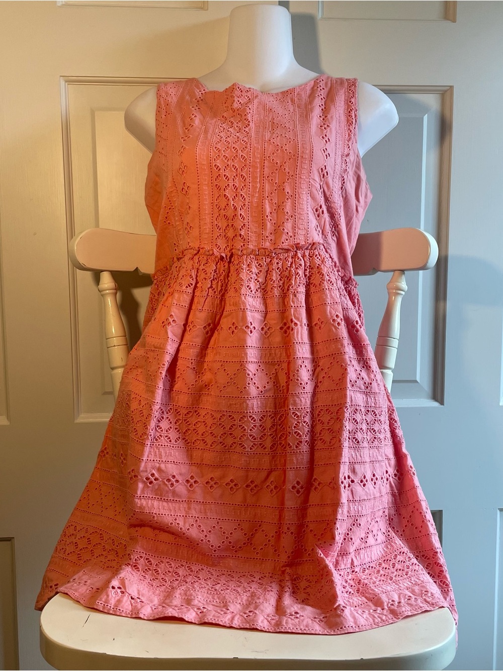 Gap Girls' Coral Eyelet Sleeveless Dress